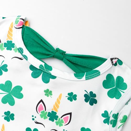 Popshion Girls St Patrick‘s Day Dress Clover Swing Dresses Toddler Summer Clothes Kids Shamrock Print Sleeveless Green Irish Party Outfit 5-6T/1817 - Image 5
