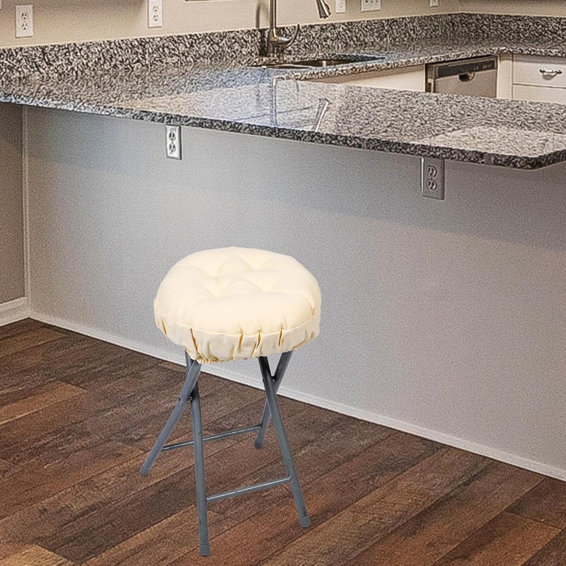 Garneck Stool Covers Stretchable Elastic Beige 30cm Thickened Washable Non-Slip Bar Stool Seat Cushion Sleeve for Home Kitchen Dining Bar - Image 4