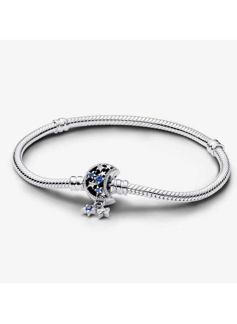 Pandora Moments Sparkling Moon Clasp Snake Chain Bracelet