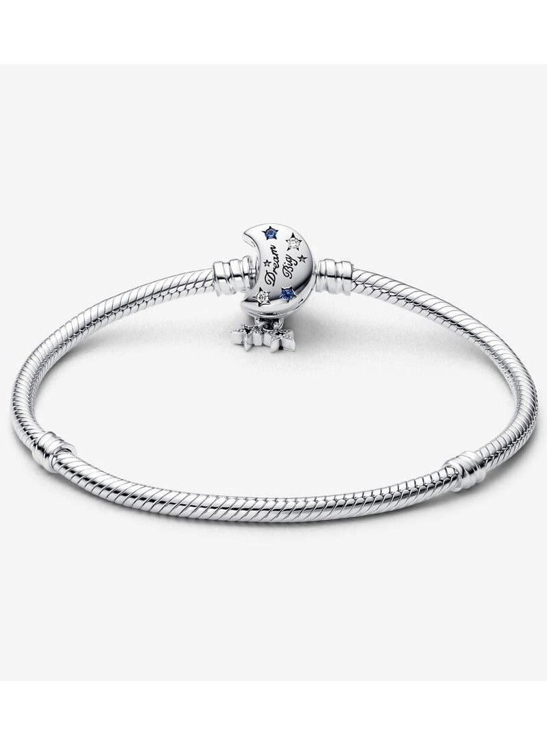 Pandora Moments Sparkling Moon Clasp Snake Chain Bracelet