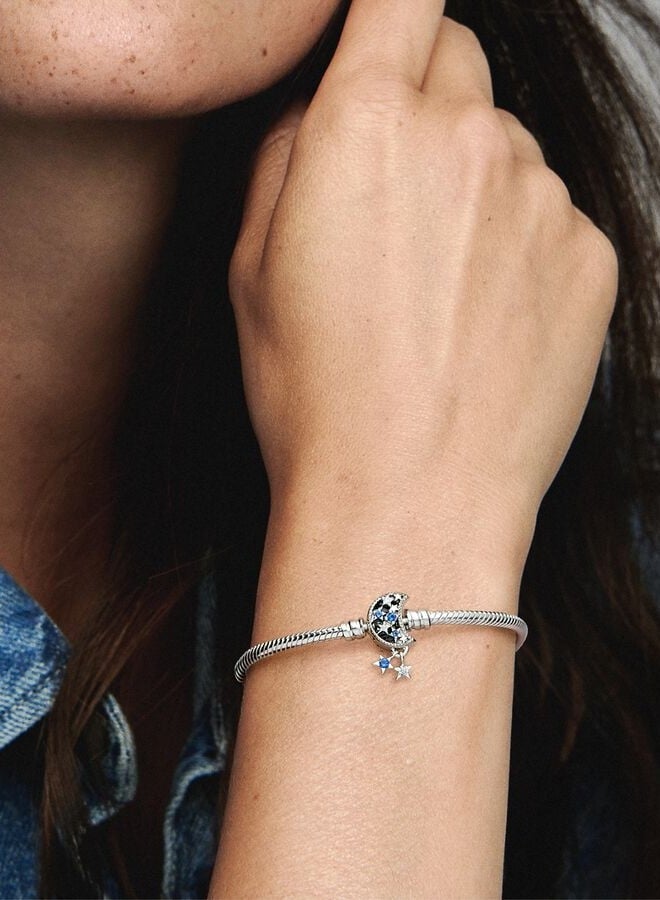 Pandora Moments Sparkling Moon Clasp Snake Chain Bracelet