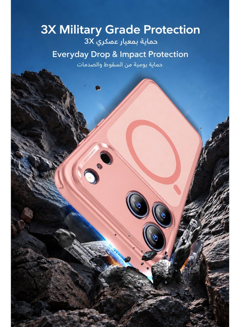 SOKAD Large Viewport MagSafe Matte Pink Case for iPhone 18 Pro Max, Full Camera Protection, Anti-Fingerprint Slim Phone Cover with Metal Buttons - Image 5