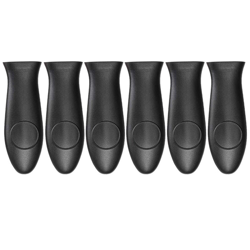 Silicone Hot Handler Holder Reusable Diswasher 6 Pcs Heat Resistant Pot Handle Sleeve NonSlip Potholder Dishwasher Safe Rubber Grip Handle Cover For Pans Cast Iron Griddles Cookware Handles Black