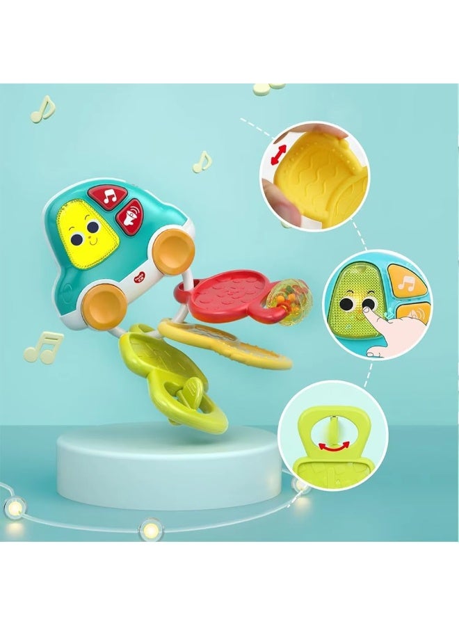 DEXO Smart Musical Car Keychain Toy for Babies 9+ Months â€“ Interactive Baby Rattle with Lights, Music & Buttons | Lightweight Learning Toy with Exciting Sounds | Educational Pretend Play Activity Key Set for Boys & Girls | Fun & Safe Baby Toy - Image 5