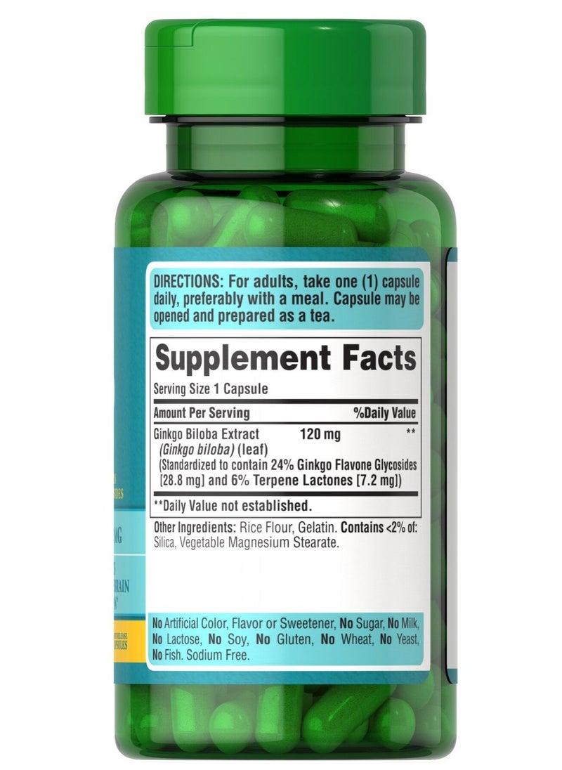 Puritan's Pride - Ginkgo Biloba Standardized Extract 120 mg 100 Capsules - Image 1