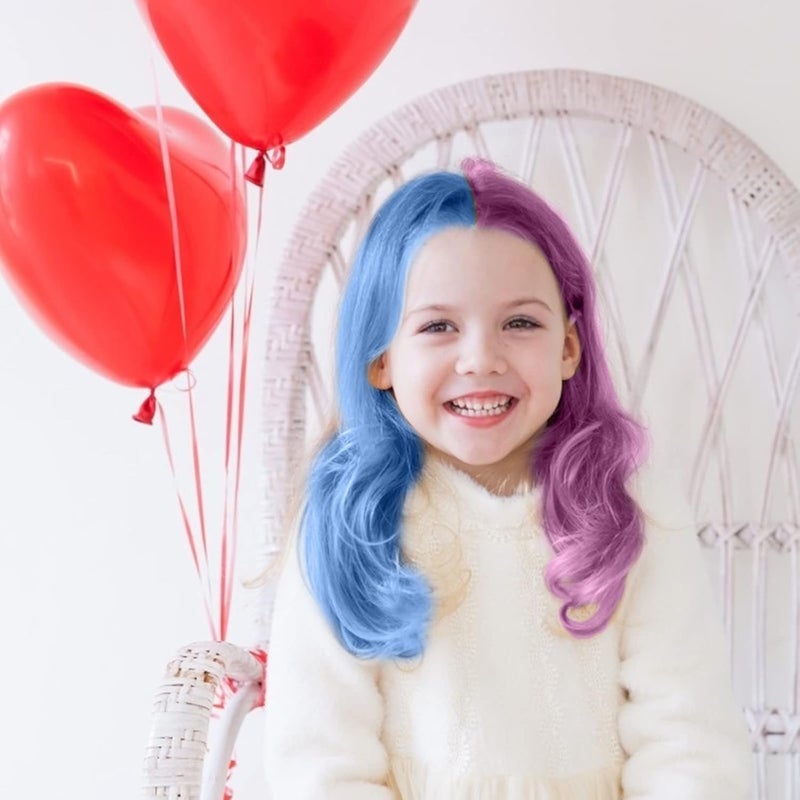 MSDADA Hair Chalk Comb, 6 Pcs Fluorescent Purple & Blue, Temporary Bright Washable Hair Color Dye for Girls Kids, Christmas Birthday Easter Halloween Gifts for Girls Kids-New - Image 5