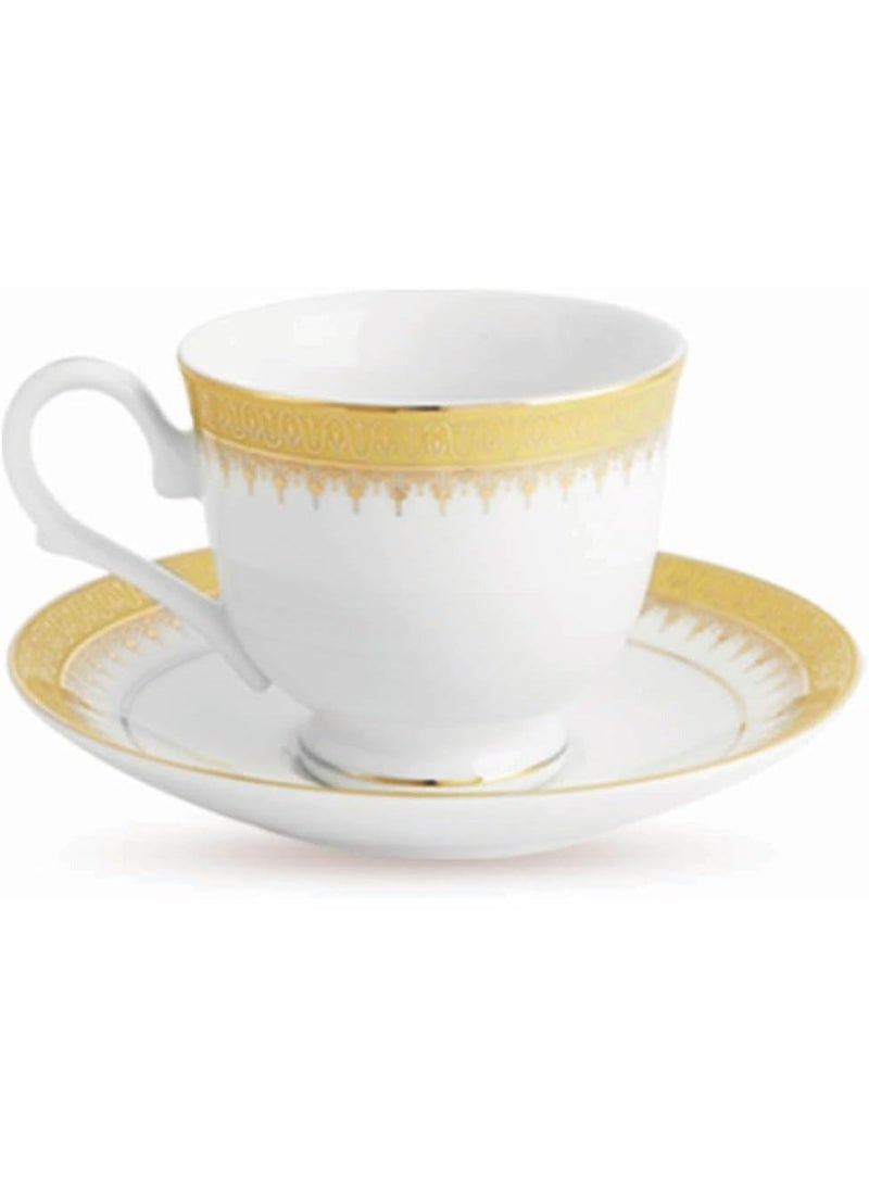 Peggy Oliver Dallas Collection 12 Pcs Tea Set/Cup & Saucer Set | Designed With Real Gold Plated Regal Pattern | Crockery Set for Dining & Gifting - Image 2