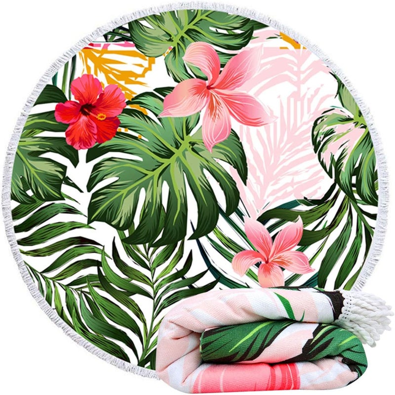 Violet Mist Round Beach Towel Blanket Tapestry Microfiber Roundie Terry Beach Throw Soft Multipurpose Table Cloth Wall Hanging Bed Cover for Women Home Traveling - Image 3