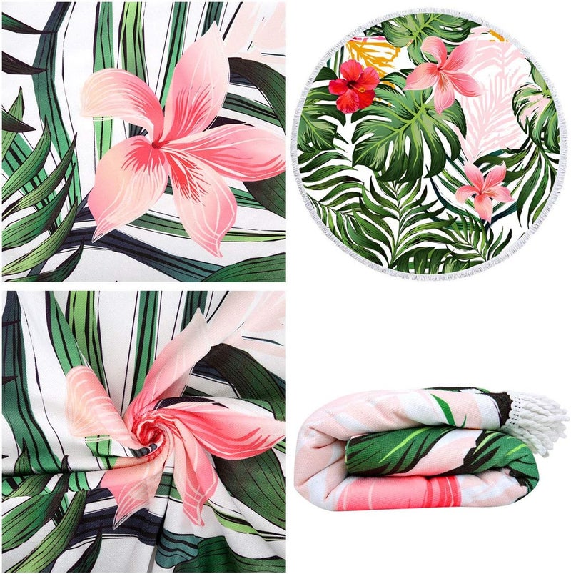 Violet Mist Round Beach Towel Blanket Tapestry Microfiber Roundie Terry Beach Throw Soft Multipurpose Table Cloth Wall Hanging Bed Cover for Women Home Traveling - Image 2
