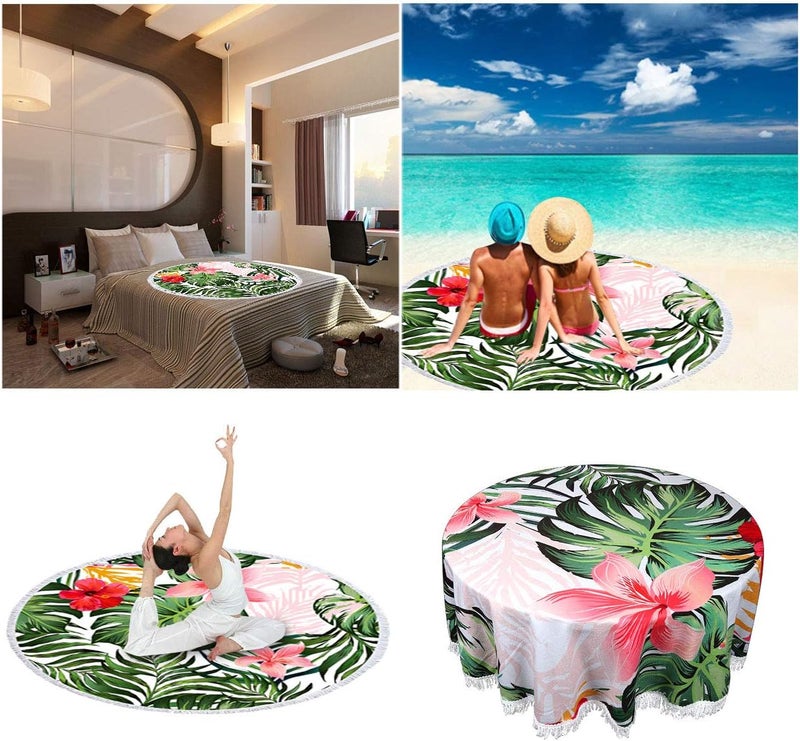 Violet Mist Round Beach Towel Blanket Tapestry Microfiber Roundie Terry Beach Throw Soft Multipurpose Table Cloth Wall Hanging Bed Cover for Women Home Traveling - Image 4