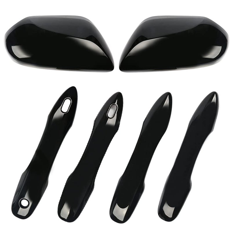 SPORTULI Black Side Door Mirror Caps + Door Handle Covers Replace for 2018 2019 2020 2021 2022 2023 2024 2025 Toyota Camry Accessories, with Smart Key Holes (Black) - Image 2