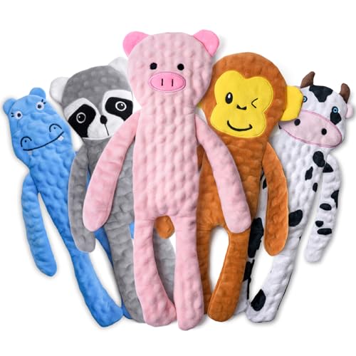 SHARLOVY No Stuffing Dog Toys 5 Pack, Crinkle Interactive Dogs Toy for Boredom, Puppy Toys for Teething to Keep Them Busy, Cute Squeaky Dogs Toy for Small, Medium, and Large Breed - Image 1