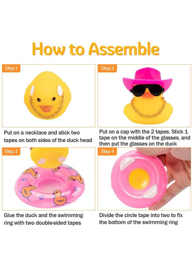 wonuu Car Rubber Duck 2Pcs Of Car Duck Decoration Dashboard Car Ornament For Car Dashboard Decoration Accessories With Propeller Helmet Mini Sun Hat Swim Ring Necklace And Sunglasses  - Image 4