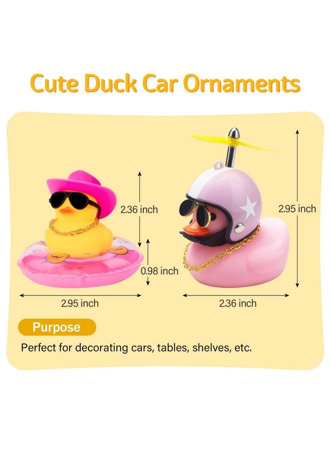 wonuu Car Rubber Duck 2Pcs Of Car Duck Decoration Dashboard Car Ornament For Car Dashboard Decoration Accessories With Propeller Helmet Mini Sun Hat Swim Ring Necklace And Sunglasses  - Image 3