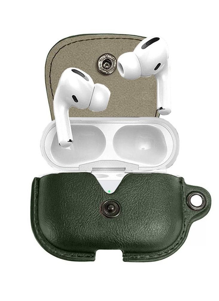 CATANES - AirPods Pro 2 Case Leather Case Cover with Keychain Compatible with Apple AirPods Pro 2nd Generation 2022 Dark Green - Image 1