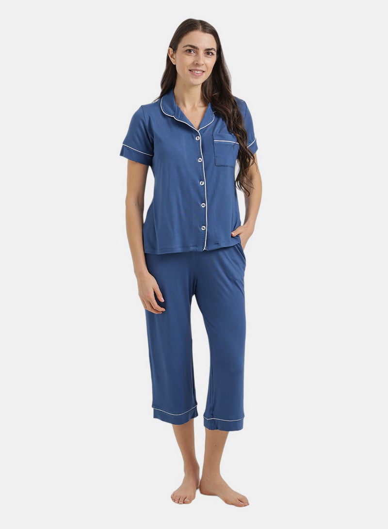 Carina Classic Piping Pyjama Set - Image 1