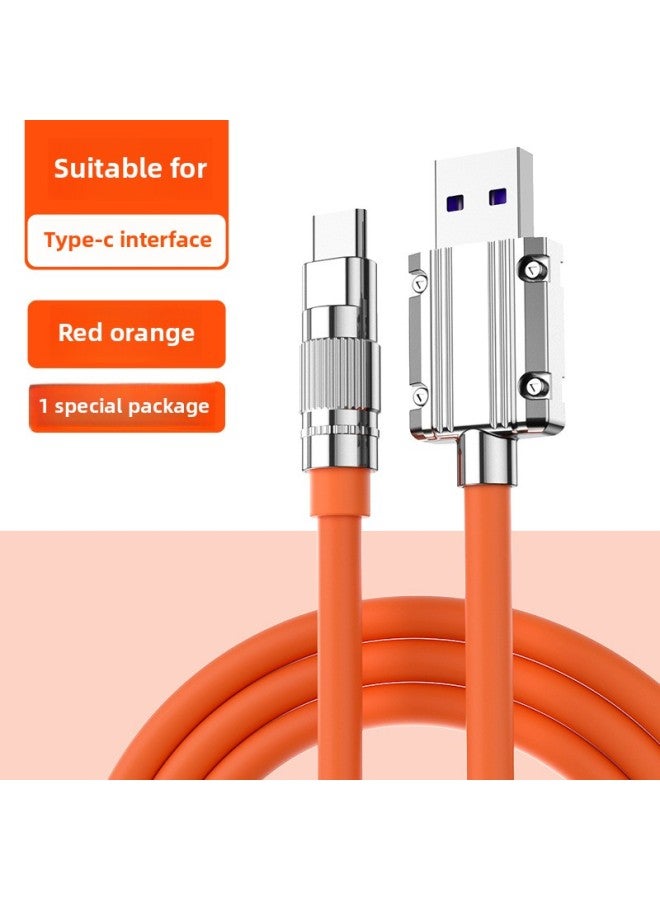 Type-c Data Cable Is Suitable For Huawei Oppovivo For Xiaomi Tpyec6a Fast Charging P40mate50 Mobile Phones-Color:Orange 66w Thick Passenger Cable Type-c [6a Super Flash Charging] Single Strip-1m  - Image 1