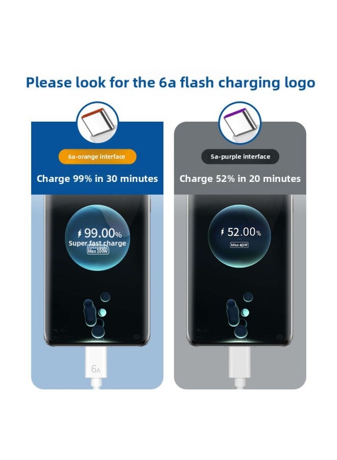 Type-c Data Cable Is Suitable For Huawei Oppovivo For Xiaomi Tpyec6a Fast Charging P40mate50 Mobile Phones-Color:Orange 66w Thick Passenger Cable Type-c [6a Super Flash Charging] Single Strip-1m  - Image 3