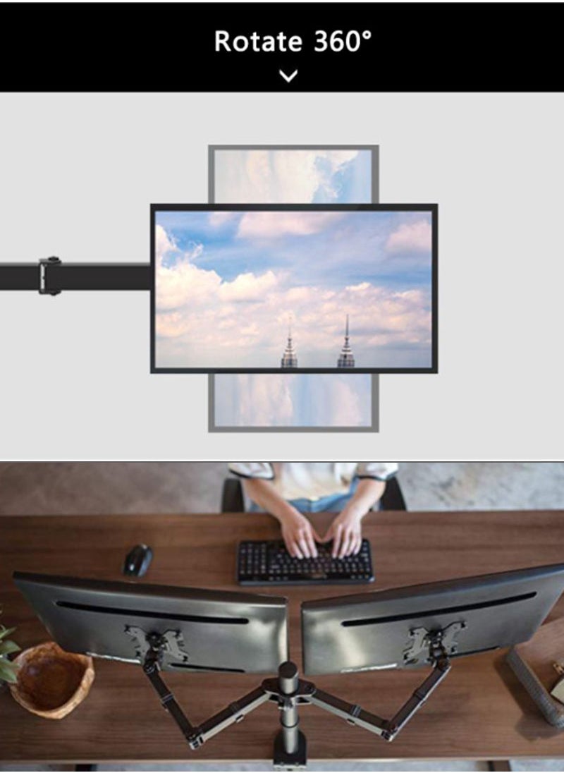 Sharpdo - Dual Monitor Desk Mount, Heavy Duty Fully Adjustable Stand, Fits 2 LCD LED Screens 17-30 inches, Black, M022 - Image 1