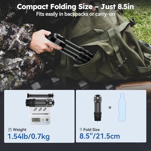 SIRUI Mini Carbon Fiber Tripod with Extendable Center Column Max Height 26 Supports 33lbs UltraLight 17lbs for Desk Travel New AntiCorrosion Carbon FiberAM223SSL100S - Image 3