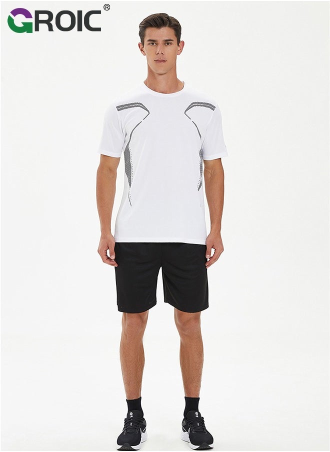 GROIC Shirts Shorts Workout Set, Men's Dry Fit Clothes Short Set Outfits for Gym Active Athletic Basketball, Gym Clothes Workout Shirts Sets for Out T Sports Running Football Athletic Exercise  - Image 5