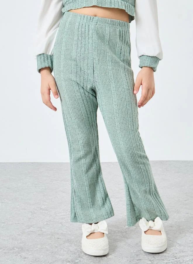 Styli Styli Girls Collared Top and Ribbed Leggings Set