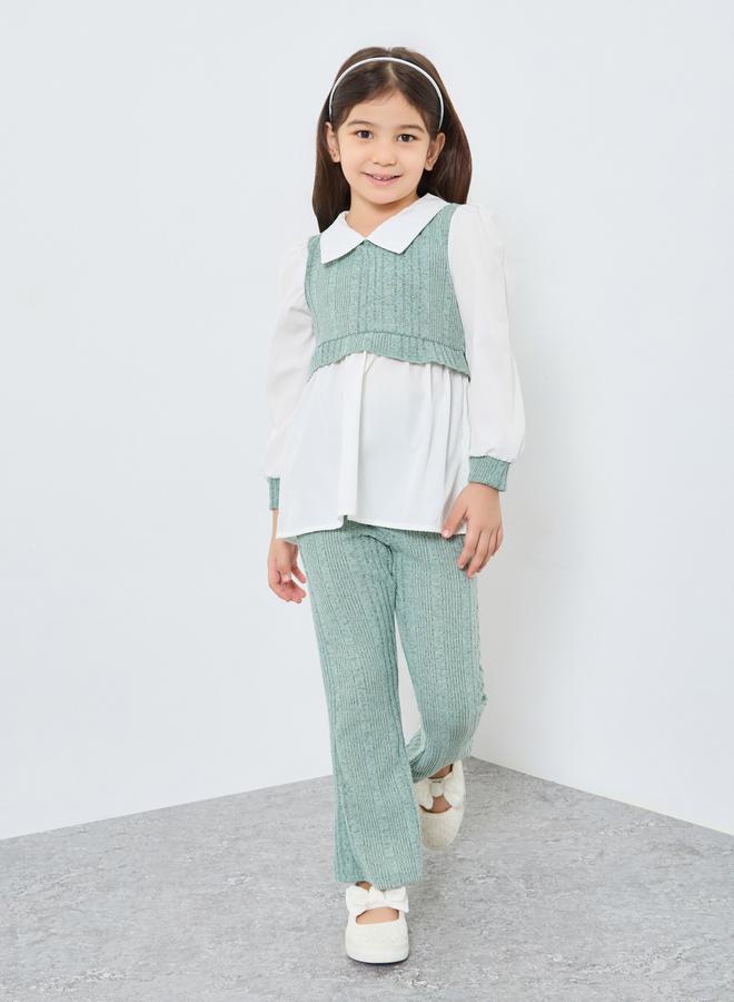 ستايلي طقم من بنطال ليقنز وبلوزة بياقة - Image 1