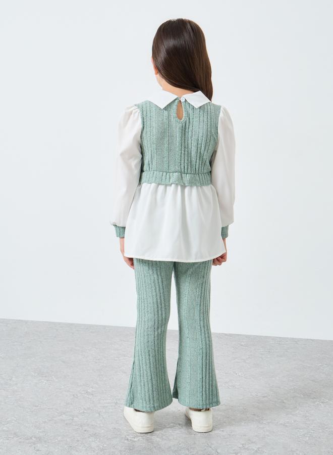 ستايلي طقم من بنطال ليقنز وبلوزة بياقة - Image 4