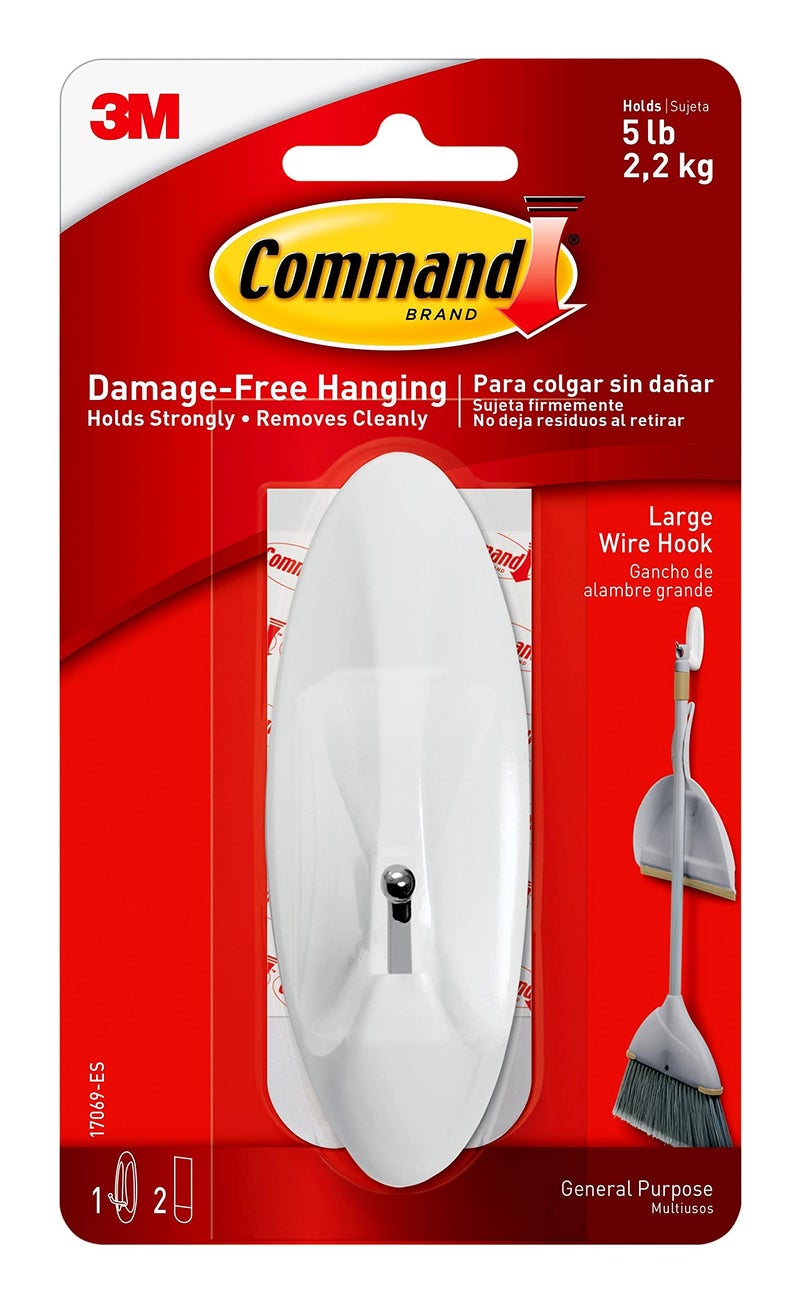Command Wire Hook, White, Large, Organize Damage-Free, Indoor Use (17069-ES), 1 Hook - Image 1