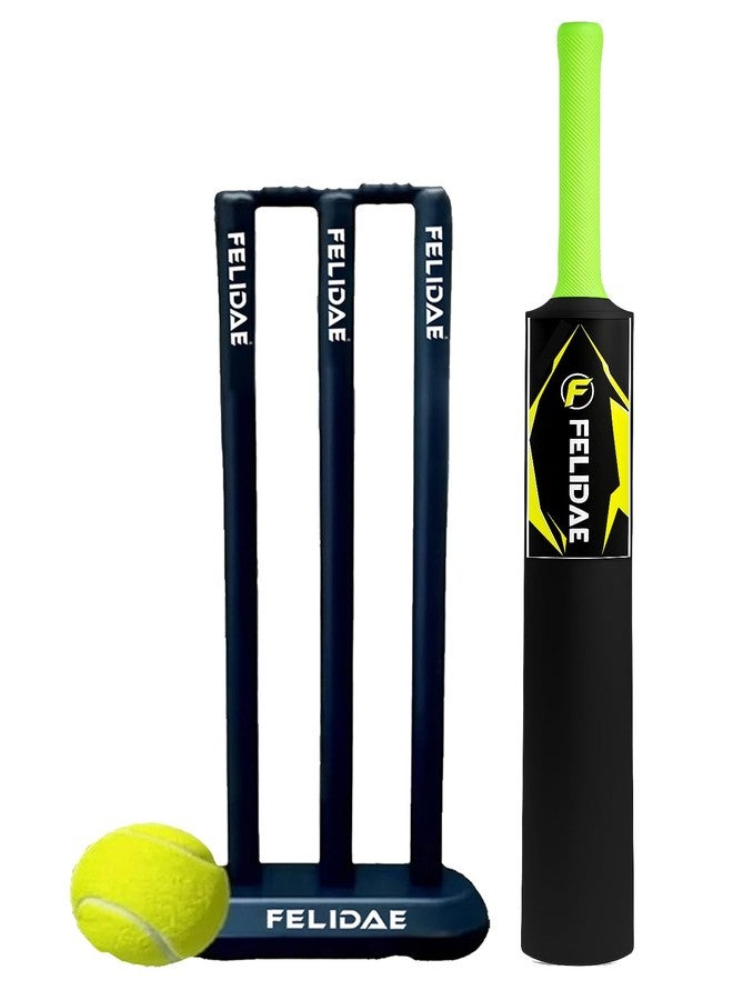FELIDAE (Size - 3) Heavy Grade Strong Plastic Cricket Bat with Wicket Set for Boys/Girls & 1 Tennis Ball for Kids (Size 3, Age 6-10 Year Old Kids), Strong Plastic - Image 1