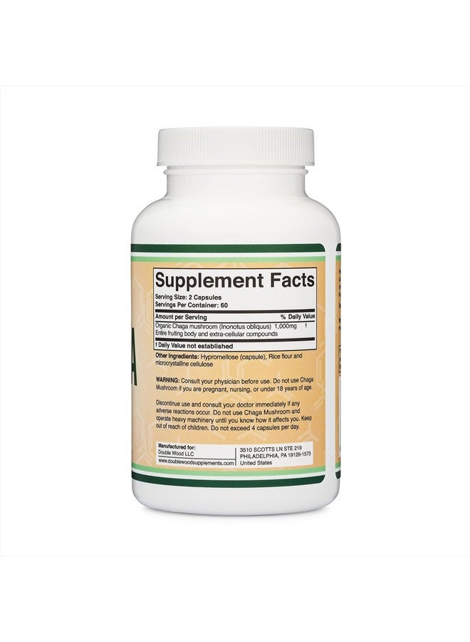 Double Wood Supplements CHAGA - 1,000mg - Dietary Supplement, 120 Capsules - Image 2