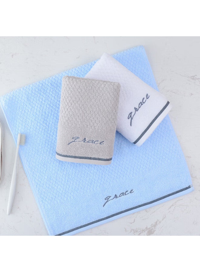Grace 7a Grade Antibacterial Towel, Pure Cotton, Absorbent, Embroidered, Solid Color, Soft Face Towel, Single Pack, Gray, 80g - Image 4