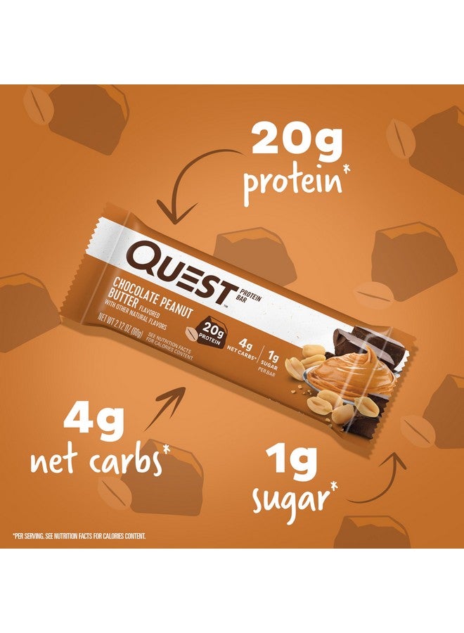 Quest Nutrition Chocolate Peanut Butter Bars, 20g Protein, 1g Sugar, 5g Net Carb, Gluten Free, Keto Friendly, 12 Count - Image 2