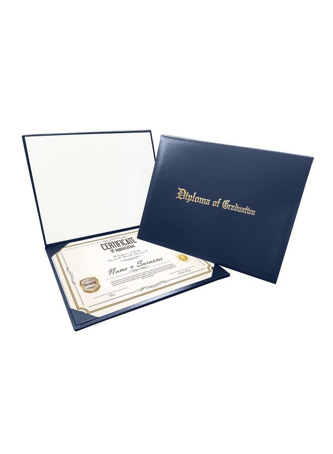 GradPlaza Diploma Cover For Certificate 8.5''X 11'' Imprinted “Diploma Of Graduation”Navy Diploma Holder Smooth - Image 1
