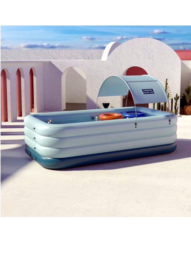 LIMOS Automatic Inflatable Swimming Pool with Sun Shade for Kids & Adults Family Pool  - Image 1