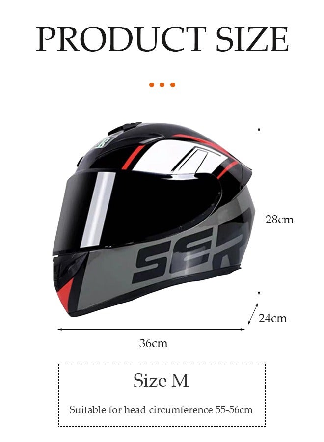 DUNISO Full face motorcycle helmet, lightweight crash resistant motorcycle helmet, all season cool racing helmet，with black lenses, breathable lining, suitable for both men and women (M)  - Image 2