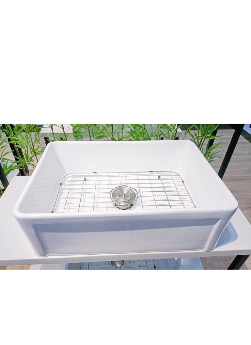 MEJE - 76.5×50.7×25.5CM Farmhouse Kitchen Sink, Utility Sink,Apron Front Sink,Reversible Single Bowl for kitchens - White Color - Image 1