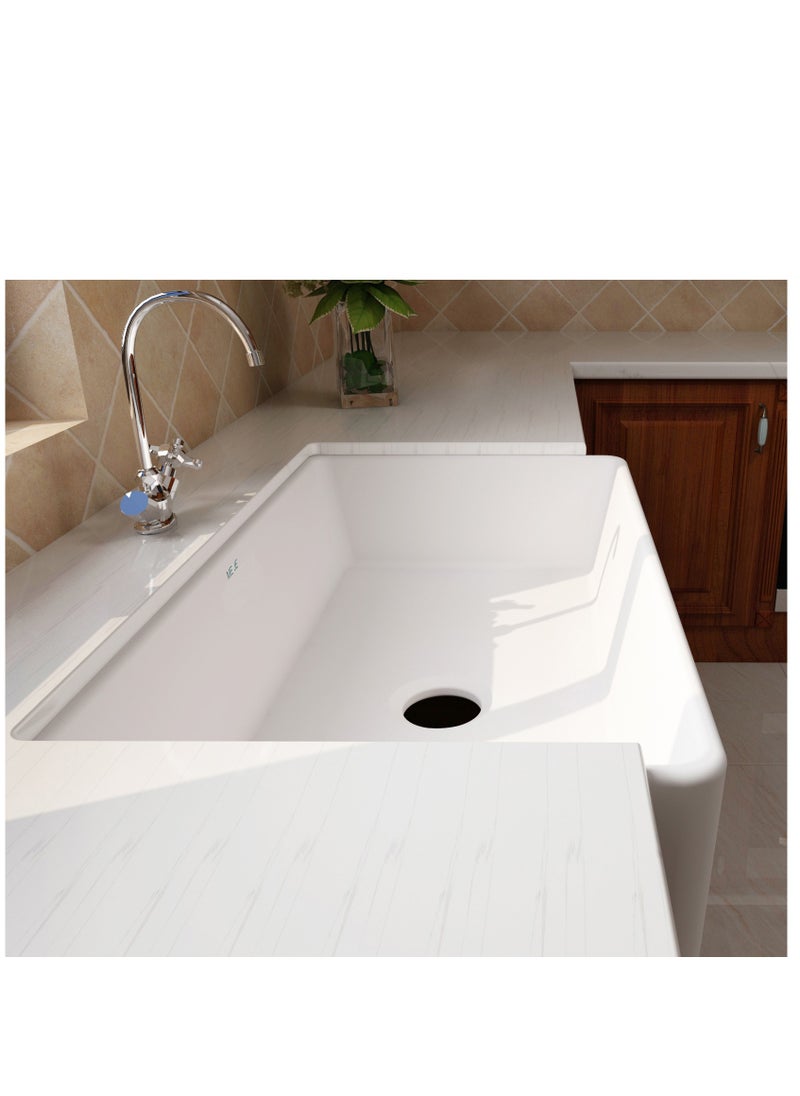 MEJE - 76.5×50.7×25.5CM Farmhouse Kitchen Sink, Utility Sink,Apron Front Sink,Reversible Single Bowl for kitchens - White Color - Image 1