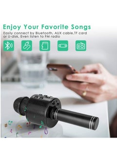 ShebSheb Wireless Bluetooth Karaoke Microphone Portable Handheld Mic Speaker For All Smartphones Microphone Speaker For Girls Boys Kids Childrens Adults(Black)  - Image 2