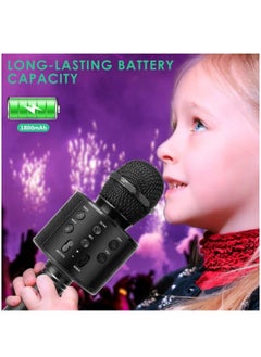 ShebSheb Wireless Bluetooth Karaoke Microphone Portable Handheld Mic Speaker For All Smartphones Microphone Speaker For Girls Boys Kids Childrens Adults(Black)  - Image 4