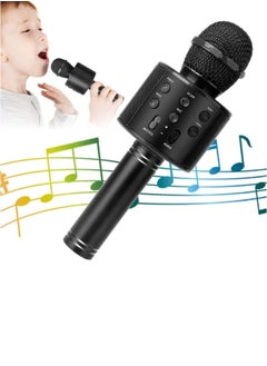 ShebSheb Wireless Bluetooth Karaoke Microphone Portable Handheld Mic Speaker For All Smartphones Microphone Speaker For Girls Boys Kids Childrens Adults(Black)  - Image 1