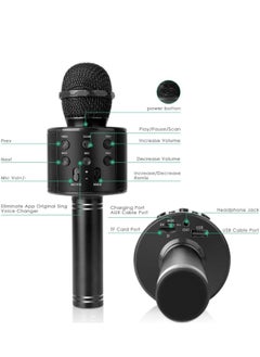 ShebSheb Wireless Bluetooth Karaoke Microphone Portable Handheld Mic Speaker For All Smartphones Microphone Speaker For Girls Boys Kids Childrens Adults(Black)  - Image 5