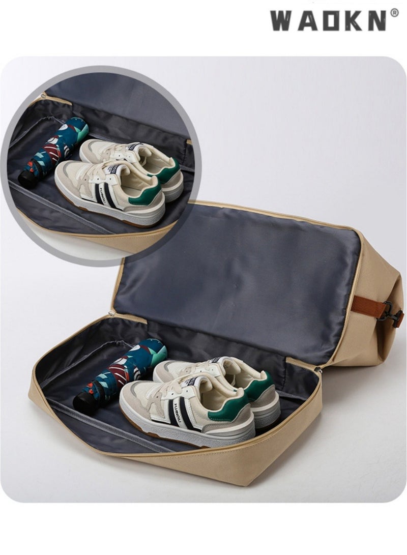 WAOKN Sports and Fitness Yoga Bag Dry and Wet Separation Contrast Color Shoulder Bag Short-distance Portable Travel Bag,Duffle Bag Sports Fitness Travel Unisex Bag Dry and Wet Separation Pocket,Shoulder and Carry On Luggage Bag With Shoe Compartment Multi-function Training,Yoga,Luggage,Gym,for Men and Women - Image 3