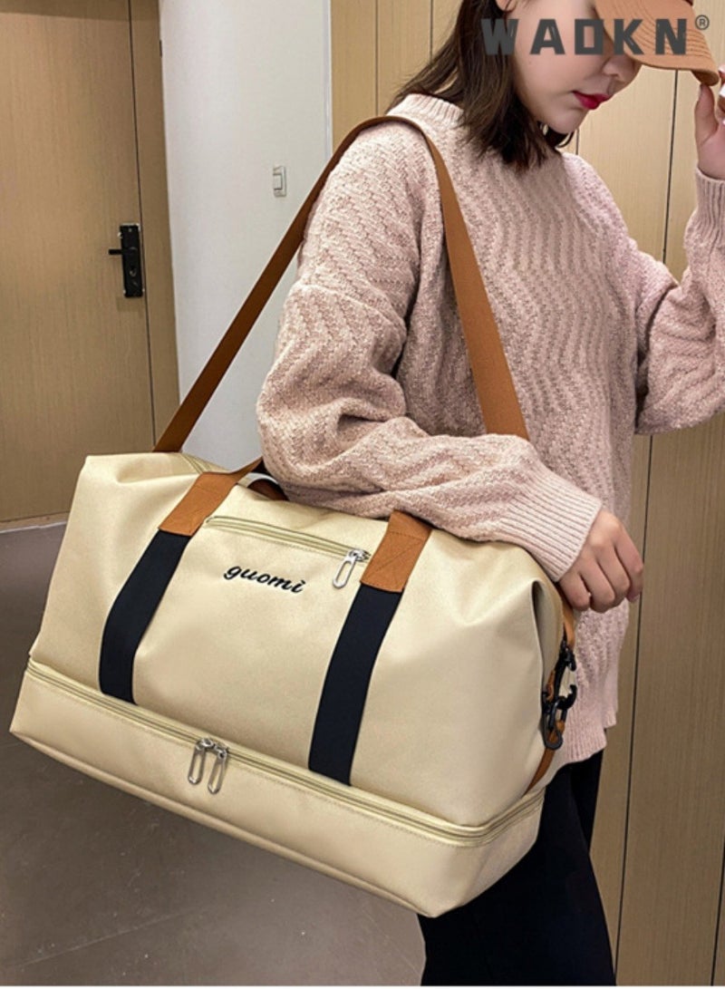 WAOKN Sports and Fitness Yoga Bag Dry and Wet Separation Contrast Color Shoulder Bag Short-distance Portable Travel Bag,Duffle Bag Sports Fitness Travel Unisex Bag Dry and Wet Separation Pocket,Shoulder and Carry On Luggage Bag With Shoe Compartment Multi-function Training,Yoga,Luggage,Gym,for Men and Women - Image 2