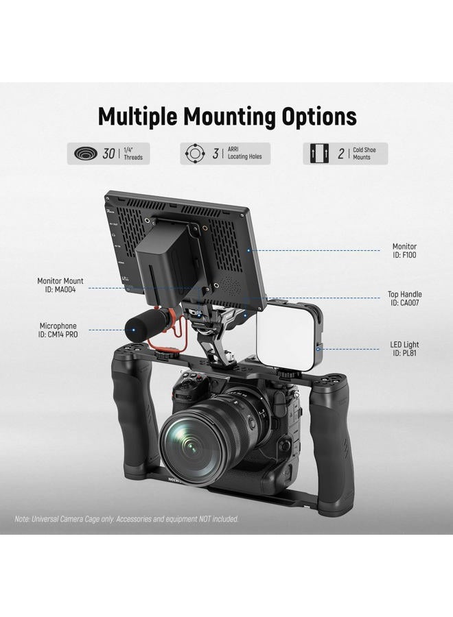 Neewer Video Camera Cage Rig with Arca Type Base/Dual Grips/Expansion Holes/15mm Rods, Universal Stabilizer Compatible with Sony Canon Nikon DSLR/DSLM, Compatible with SmallRig Accessories, CA016 - Image 3