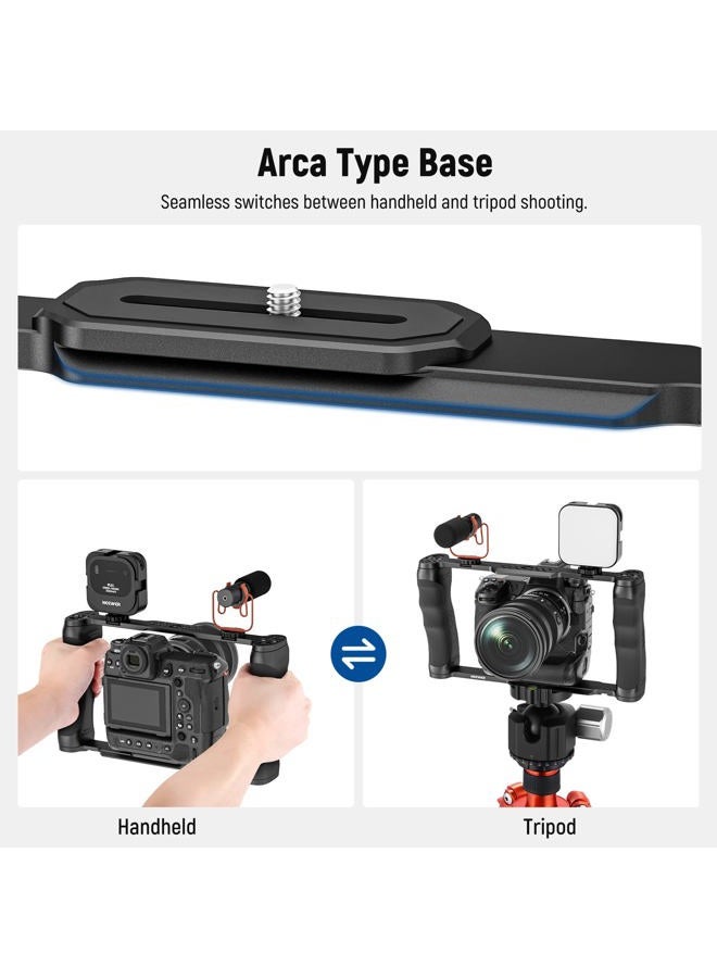 Neewer Video Camera Cage Rig with Arca Type Base/Dual Grips/Expansion Holes/15mm Rods, Universal Stabilizer Compatible with Sony Canon Nikon DSLR/DSLM, Compatible with SmallRig Accessories, CA016 - Image 5