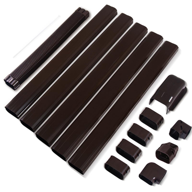 LyPrem 10Ft Mini Split Line Set Cover 3 PVC Line Cover Kit for Mini Split and Central Air Conditioner  Heat PumpBrown