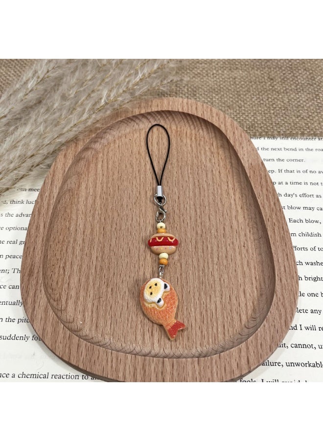 NIBEMINENT Phone Charm/ Chain Strap for Women Girls, Simulated Food Toys Cell Phone Case Lanyard Wrist Strap