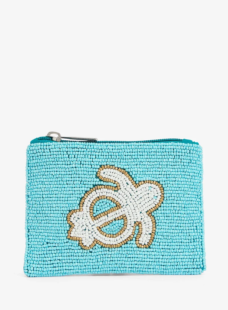 Ginger Boutique Embroidered Beaded Turtle Clutch