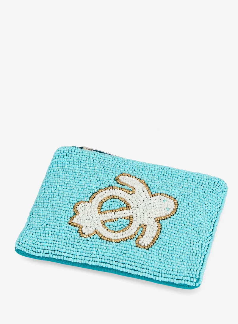 Ginger Boutique Embroidered Beaded Turtle Clutch